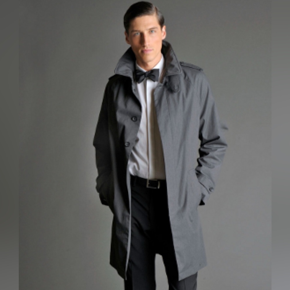 Banana Republic‎ Mad Men Collection Gray Trench Coat Water Resistant Gray Sz XL